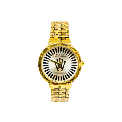 Women’s Rolex Oyster Perpetual Yellow Gold Watch With Black Lines - Replica
