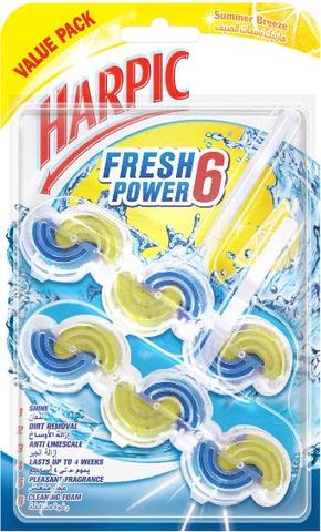 Harpic Fresh Power 6 Toilet Cleaner - Summer Breeze, Twin Pack of 39g