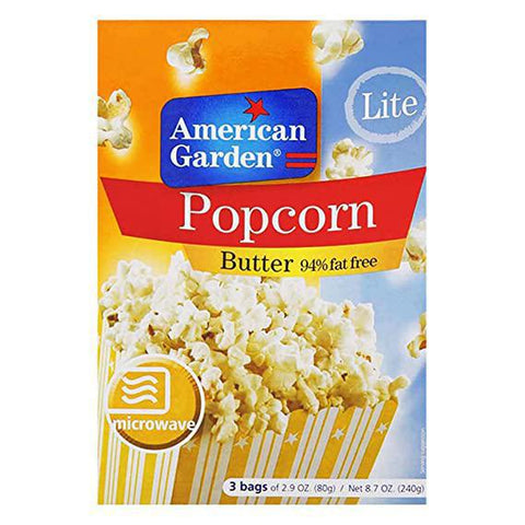 American Garden Lite Microwave Popcorn, Butter 94% Fat Free, 240g - MarkeetEx