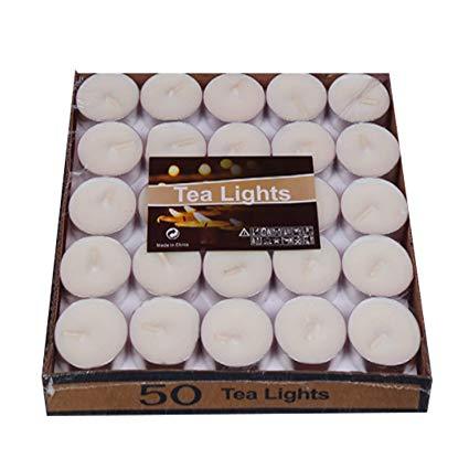 White Unscented Long Burning Tea Light Candles