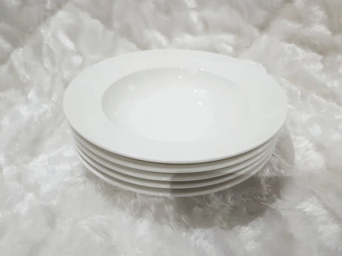 set of white glass plates