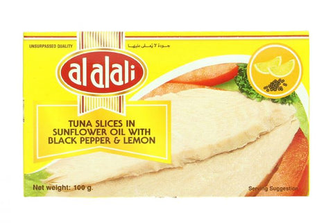 Al Alali Tuna Slices In Sunflower Oil with Black Pepper & Lemon 100gm - MarkeetEx
