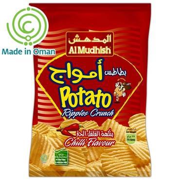 Al Mudhish Potato Ripples Crunch - Chilli Flavour -75gm Pack - MarkeetEx