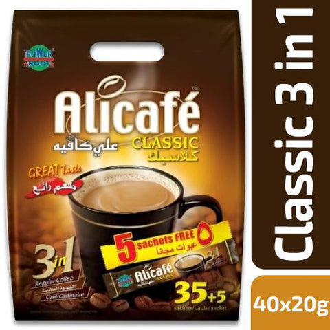 Alicafe Classic 3 in 1Regular Coffee 40 Sachet X 20gm Pack - MarkeetEx