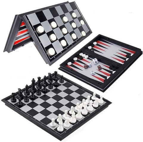 Chess Set - Magnetic Folding Board - 3 in 1 - MarkeetEx