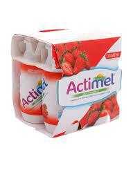 Actimel Strawberry - 4 X 96ml Pack - Flavored Dairy Drink