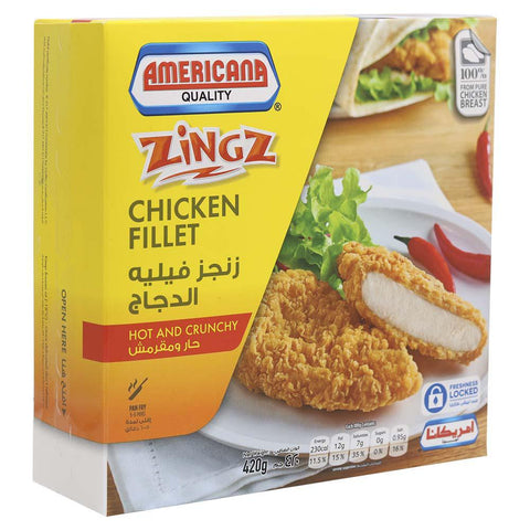 American Quality Zingz Chicken Fillet Hot And Crunchy 420gm - MarkeetEx