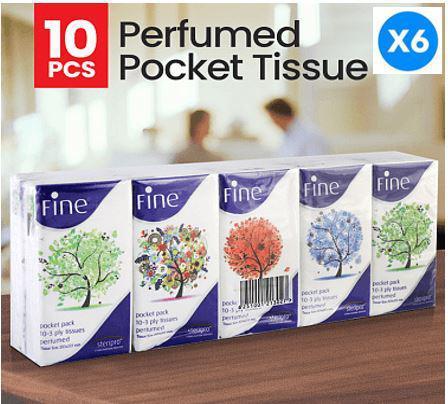 Fine Tissue Pocket 10Pcs Pack X 6 - مناديل الجيب فاين