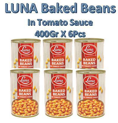 Luna Baked Beans In Tomato Sauce 400gm X 6Pcs - لونا – فاصولياء بالطماط
