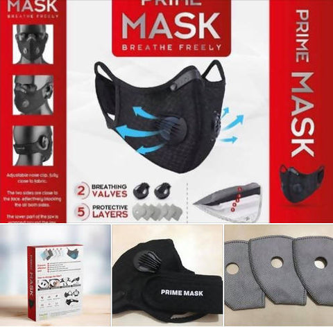 Prime Mask Washable -2 Valve, 5 Layer Filter برايم ماسك قابل للغسيل 5 طبقات فلترة - MarkeetEx