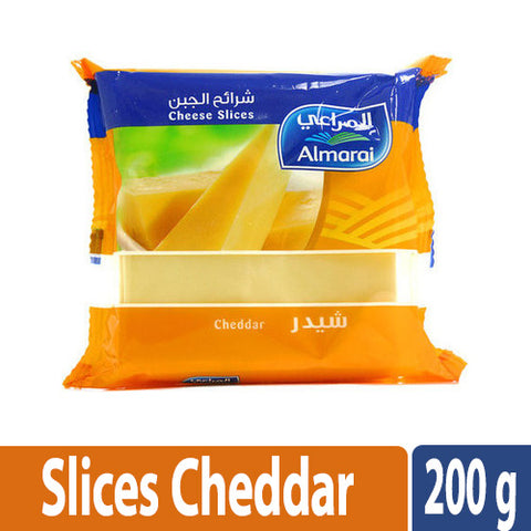 Almarai Cheddar Slices Cheese 10PC 200g - المراعي – جبنة شرائح مطبوخة شيدر - MarkeetEx