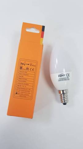 3W LED E14 CANDLE LAMP , COOL WHITE - LIPER