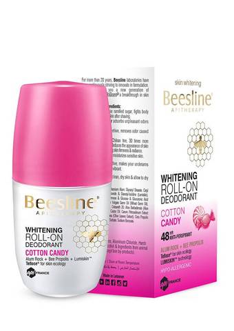Beesline Whitening Roll-On Deodorant Cotton Candy 50ml بيزلَين رول أون مزيل الرائحة لتفتيح البشرة - نعومة القطن