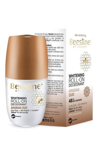 Beesline Whitening Roll-On Deodorant Arabian Oud 50ml بيزلَين رول أون مزيل الرائحة لتفتيح البشرة - عود عربي