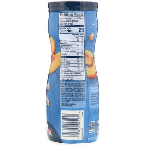 Gerber, Puffs Cereal Snack, 8+ Months, Peach, Crawler, 1.48 oz (42 g)