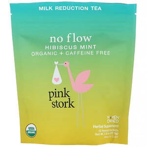 Pink Stork, No Flow, Milk Reduction Tea, Hibiscus Mint, Caffeine Free, 15 Pyramid Sachets, 1.32 oz (37.5 g)