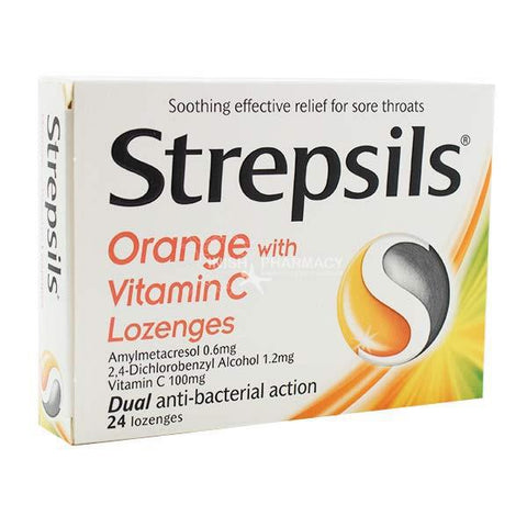Strepsils Orange With Vitamin C Lozenges 24 Pack - MarkeetEx