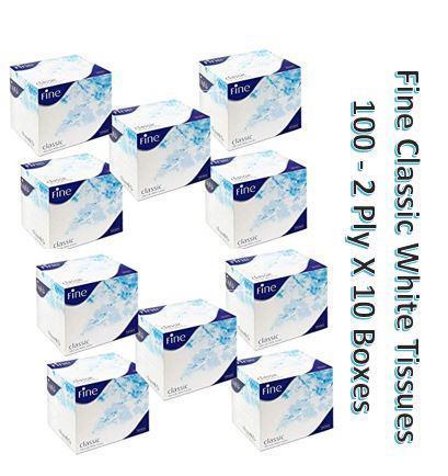 Fine Tissues Classic Box -100-2PLY X 10 BOX - مناديل فاين علبة كلاسيكية