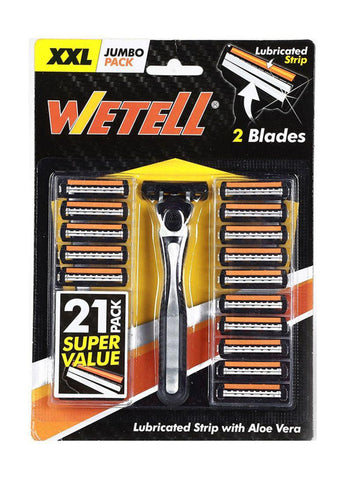 Wetell XXL Jumbo Pack 2 Blades disposable Razor- 21 Pcs Super Value Pack - MarkeetEx