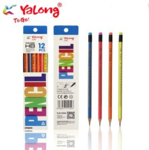 Yalong - Triangle Shape Pencil - 12pcs Box (Assorted Colour & Design) - MarkeetEx