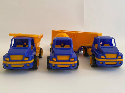 Construction Truck kids toy 3x1 (Mixer Truck + Dump Truck + Container Truck) - MarkeetEx