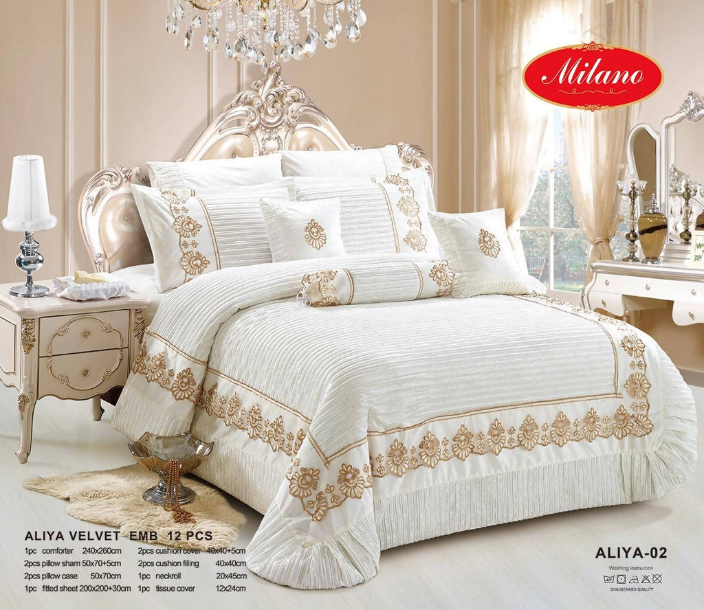 Turkish design Winter Comforter Aliya Velvet (12pcs) طقم تركي شتوي مخمل وقطن - MarkeetEx