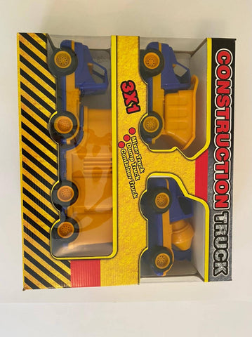 Construction Truck kids toy 3x1 (Mixer Truck + Dump Truck + Container Truck) - MarkeetEx