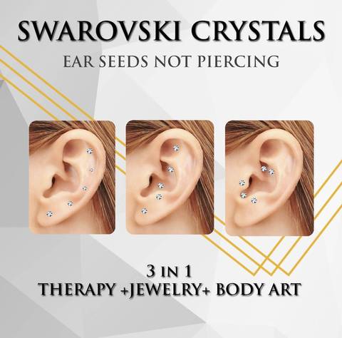 Swarovski Crystals Elements Ear Seeds Non - Piercing - كريستال سواروفسكي عناصر بذور الأذن غير خارقة