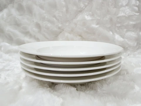 set of white glass plates